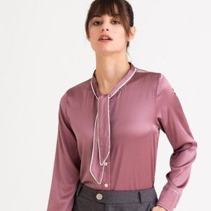Petite Studio Silk Blouse -- Charlotte Top in Mauve